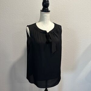 Misook Black Sleeveless Tie-Neck Blouse